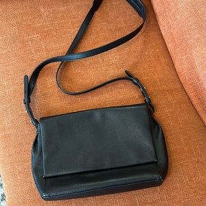 Black leather satchel crossbody purse